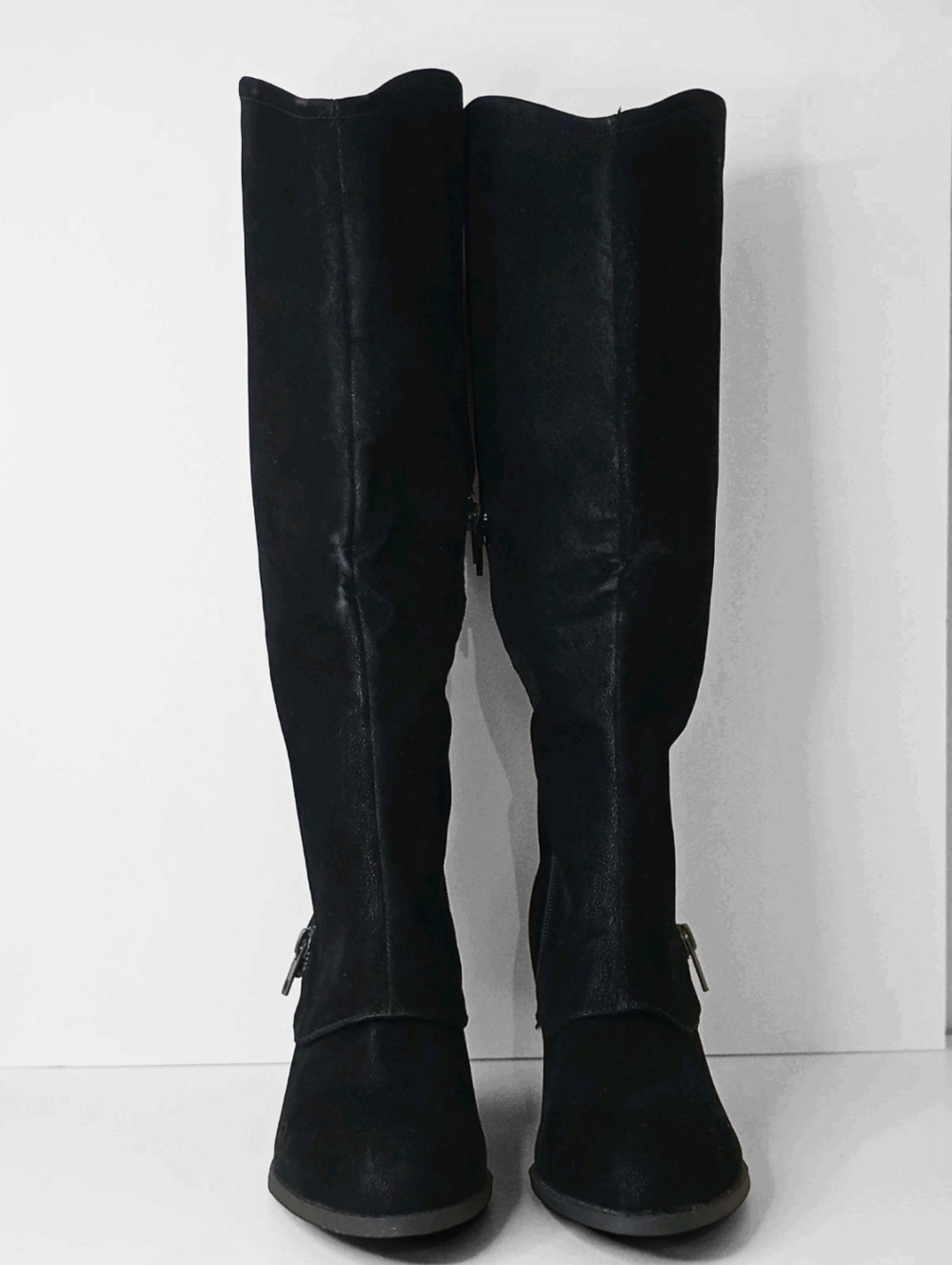 POP Heaven Womens 8.5 Black Knee High Foldover Riding Boots Block Heel NWT